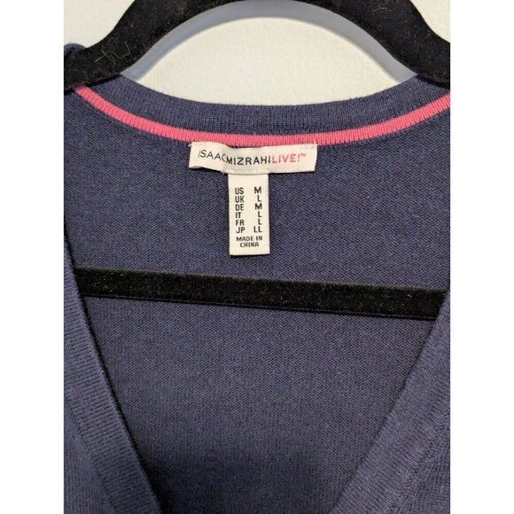 Isaac Mizrahi Live Essentials Open Front Knit Cardigan Sweaters Medium Navy Blue - Picture 6 of 7